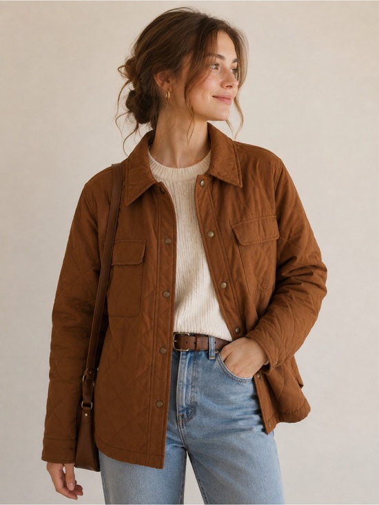 Old Navy Jackets & Blazers - Old Navy NWT Quilted Brown Women's Utility Jacket Brown Shacket
